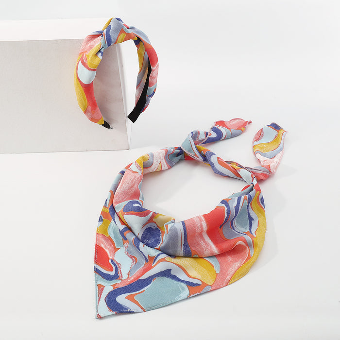 Wholesale Boho Color Print Fabric Headband JDC-HD-Qiandi002