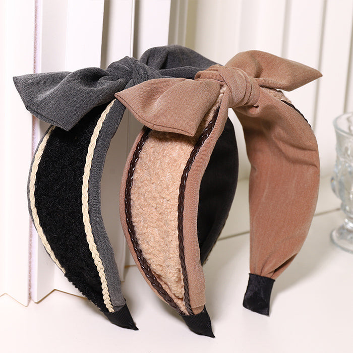 Wholesale fabric bow headband sweet wool MOQ≥2 JDC-HD-MIs008