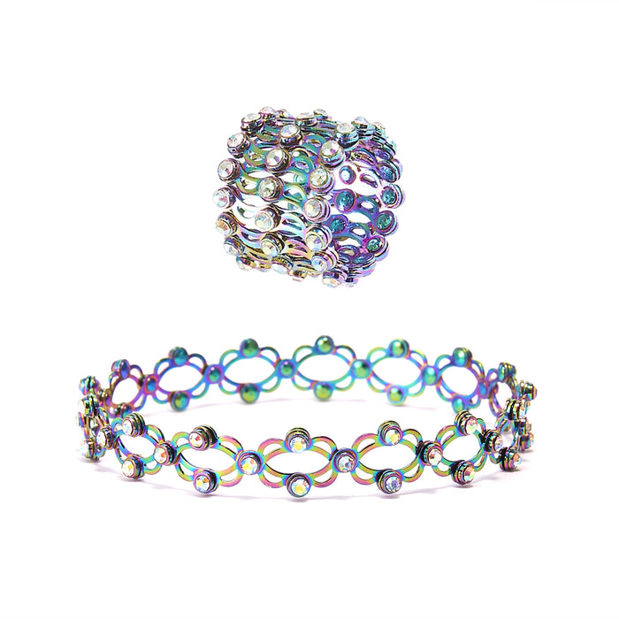 Wholesale Rhinestone Copper Retractable Ring Bracelet JDC-RS-Gm004