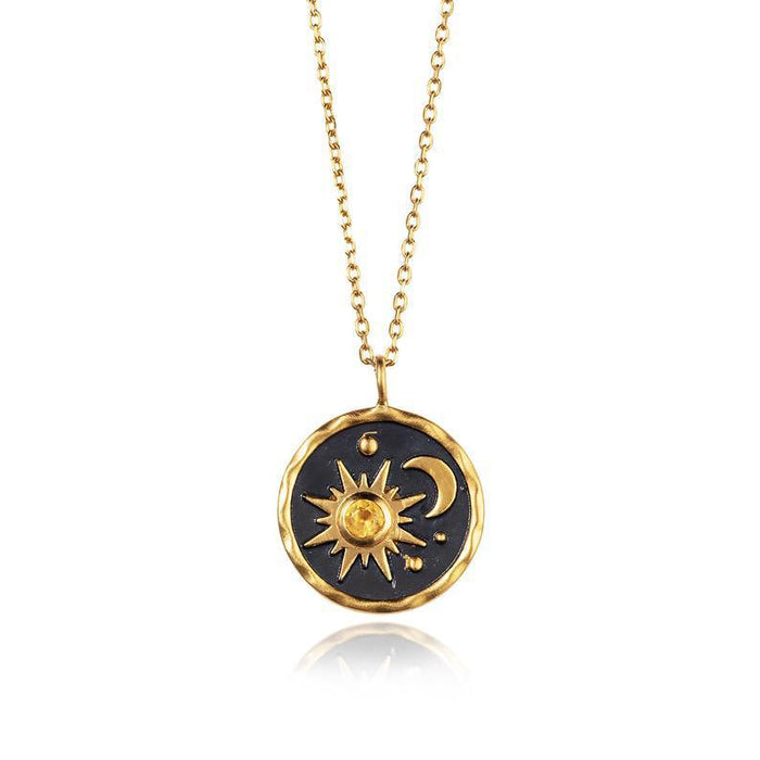 Wholesale Alloy Sun Moon Zircon Necklace JDC-NE-Saip035