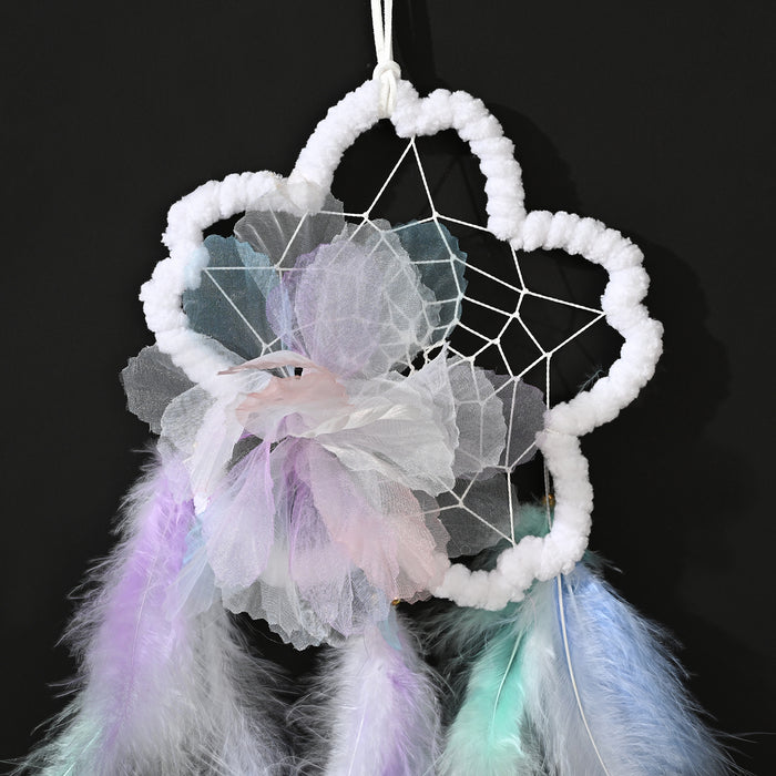 Wholesale flower dream catcher pendant diy material bag hand-woven colorful feathers MOQ≥2 JDC-DC-JunX013