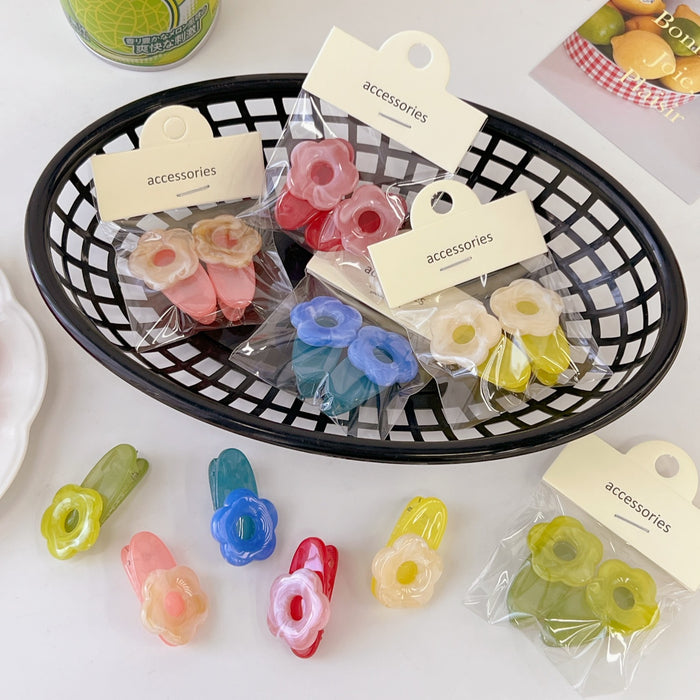 Wholesale Hair Clips Acrylic Sweet Flower Candy Color MOQ≥2 JDC-HC-TengY006