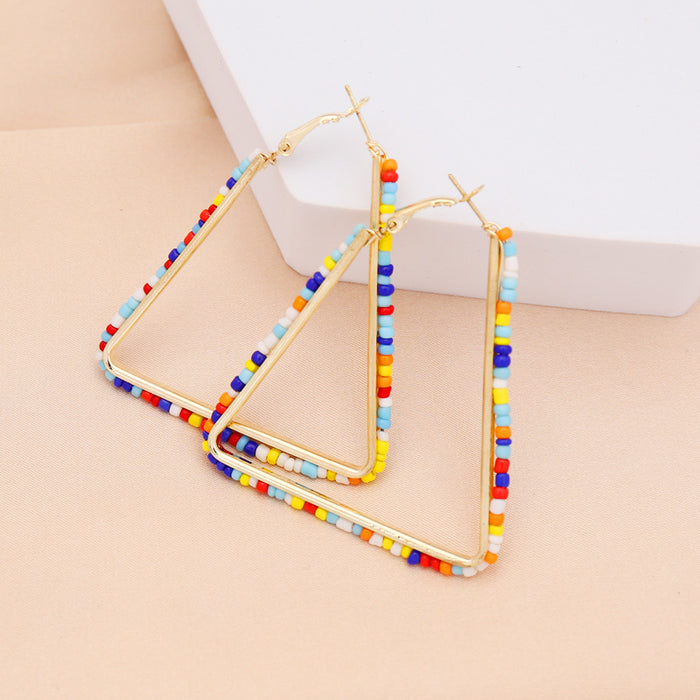 Perles de riz en gros boucles d'oreilles carrées géométriques colorées jdc-es-bingm029