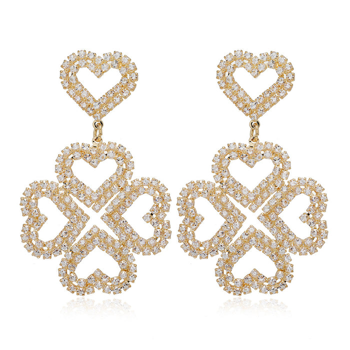 Wholesale earrings alloy diamond heart MQO≥2 JDC-ES-zhuoq016