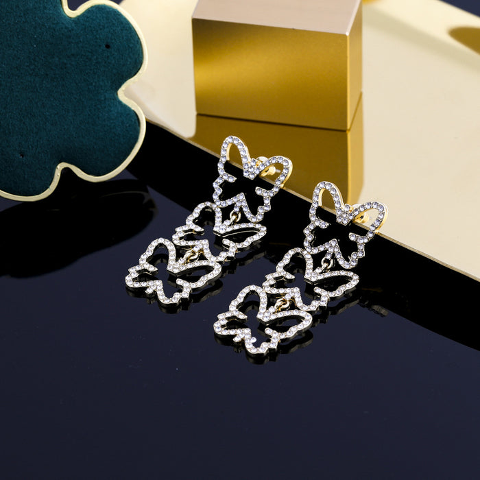 Wholesale Earrings Alloy Diamond Butterfly Mushroom Stud Earrings MOQ≥2 JDC-ES-Yida018