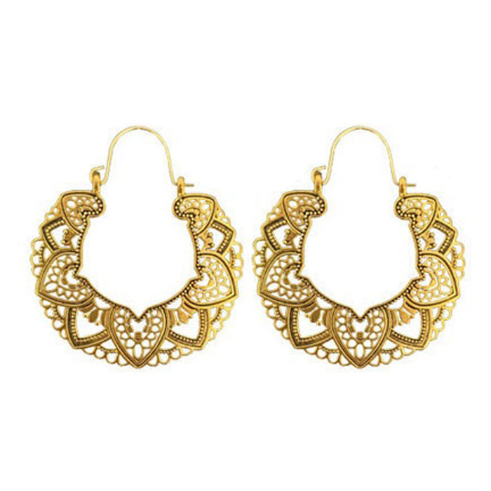 Wholesale hollow pattern ethnic style personality mandala flower earrings JDC-ES-Tjie001