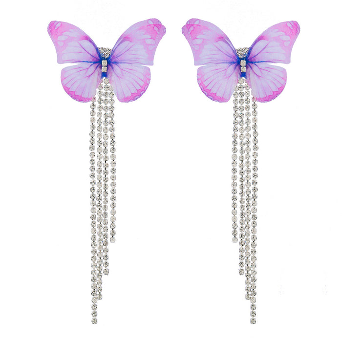 Jewelry WholesaleWholesale Claw Chain Tassel Butterfly Rhinestone Alloy Earrings JDC-ES-JL957 Earrings 氿乐 %variant_option1% %variant_option2% %variant_option3%  Factory Price JoyasDeChina Joyas De China