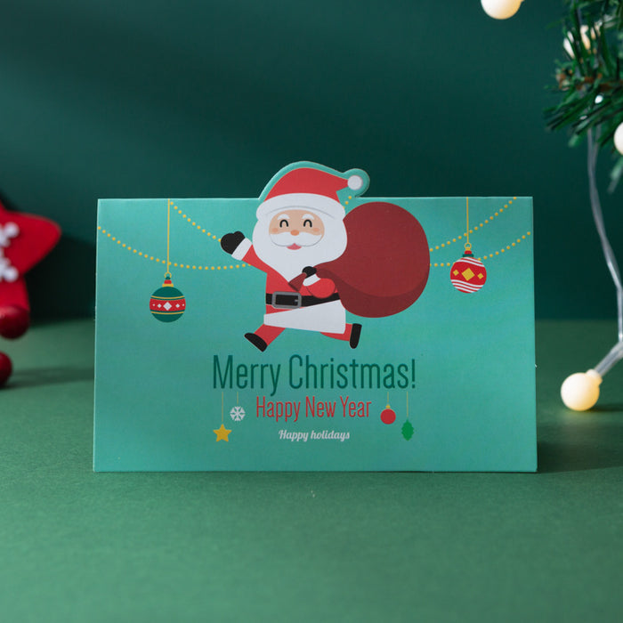 Wholesale Greeting Card Paper Cartoon Santa Claus Snowman Blessing Message Small Card 10pcs JDC-GC-SenS001
