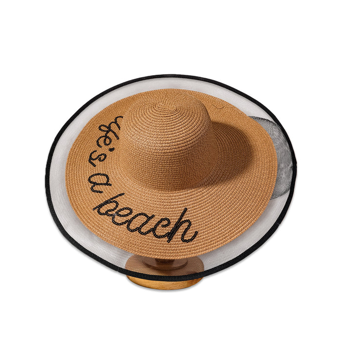 Wholesale Lace Trim Beach Straw Hat JDC-FH-TangQ001