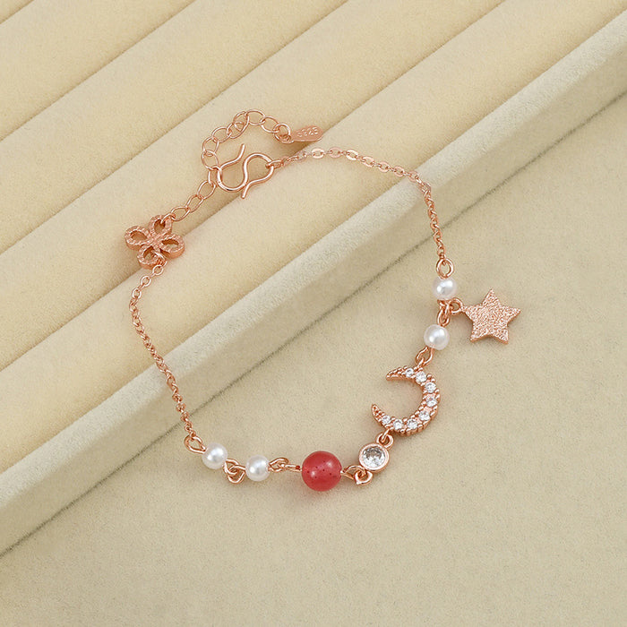 Wholesale Bracelet Copper Inlaid Zircon Star Moon Bracelet MOQ≥2 JDC-BT-YouH026