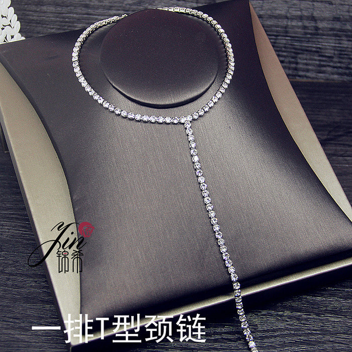 Wholesale Necklace Gemstone Super Flash Rhinestone Clavicle Chain MOQ≥2 JDC-NE-JX054