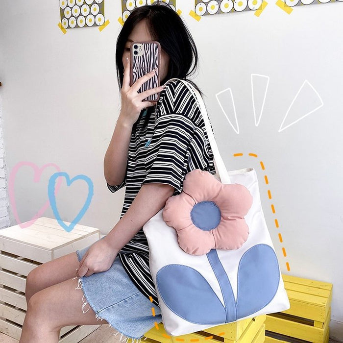 Wholesale nylon funny personality girl student flower shoulder bag JDC-SD-Hanc011