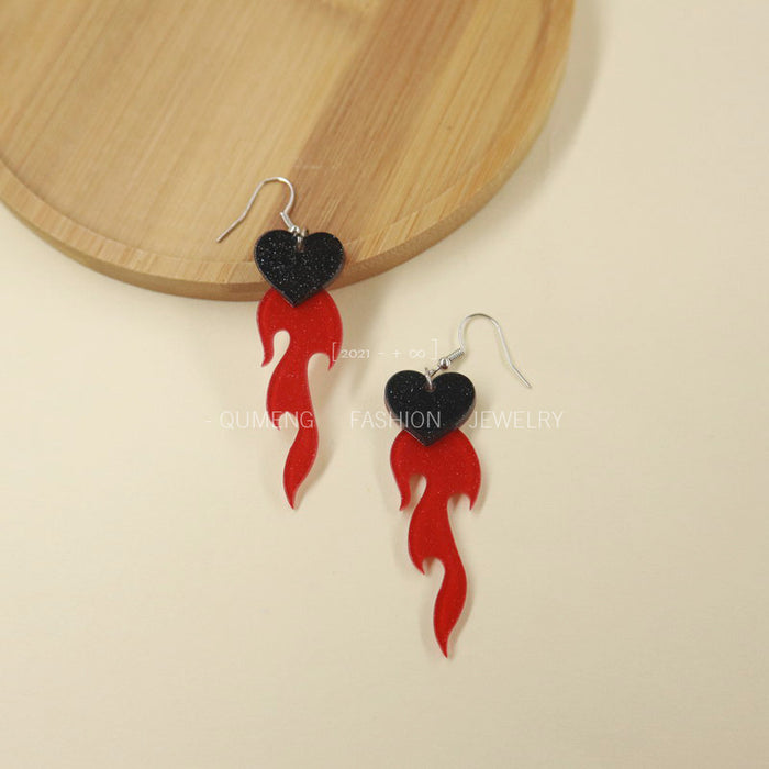 Wholesale Earrings Acrylic Vintage Flame Hearts MOQ≥2 JDC-ES-MoShu046