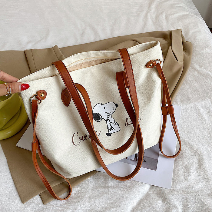 Wholesale puppy print canvas bag creative letter shoulder cotton bag JDC-SD-Wanan001
