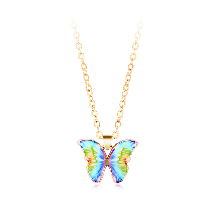 Collares al por mayor aleación de mariposa boho multicolor moq≥5 jdc-ne-hanp009