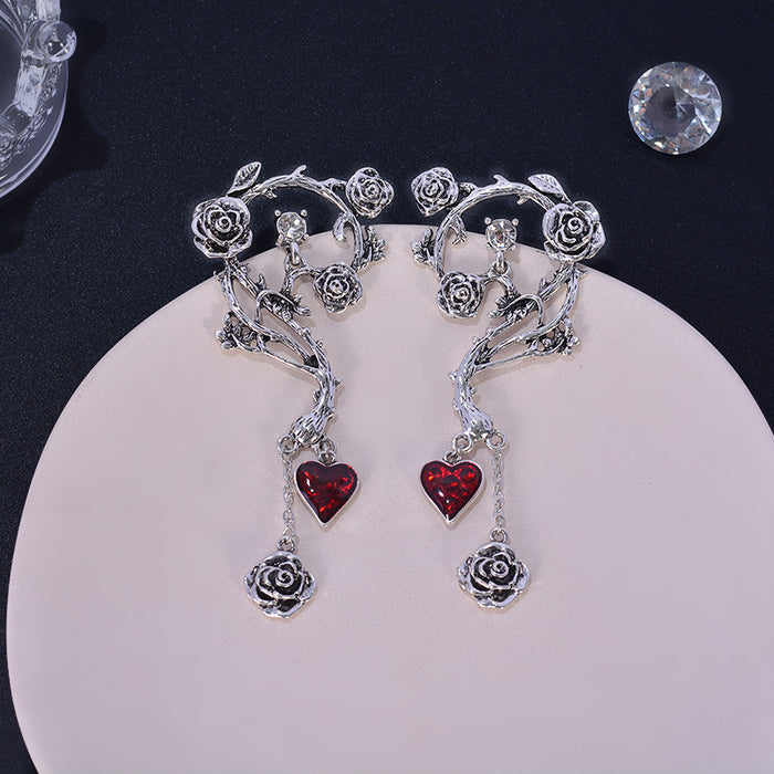 Wholesale Earrings Alloy Vintage Christmas Rosette Heart JDC-ES-LinL002
