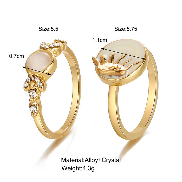 Wholesale Rings Alloy Moon Set of Two JDC-RS-F001