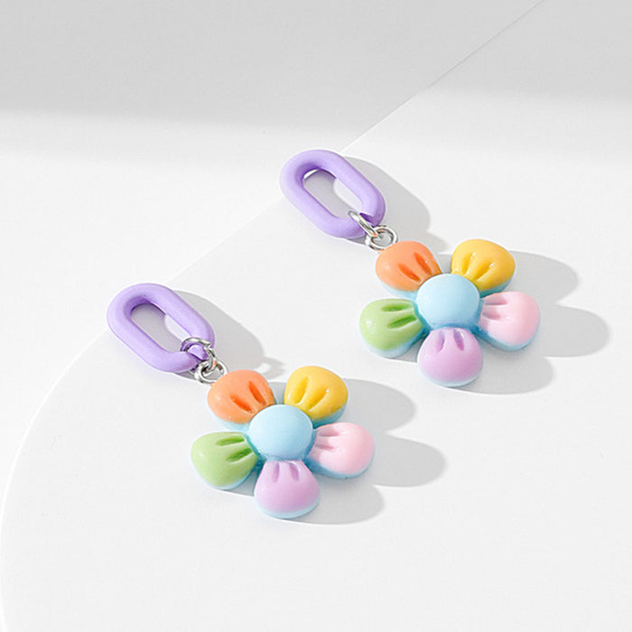 Wholesale Earrings Color Flowers Acrylic 3D Cute JDC-ES-GuTe019