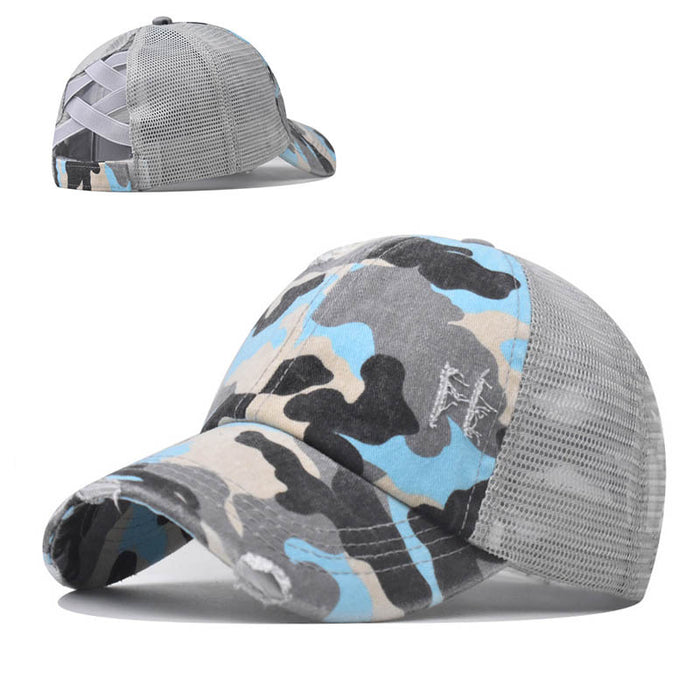 Wholesale cotton back open ponytail hat ponytail camouflage baseball cap MOQ≥2 JDC-FH-EXu007
