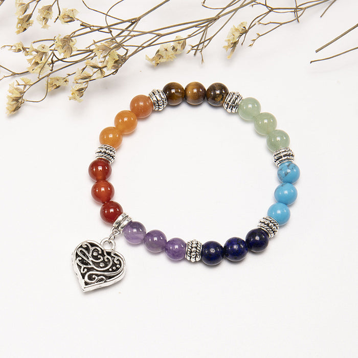 Wholesale Colorful Beaded Bracelet Natural Stone Amethyst Bracelet Peach Heart Bracelet JDC-BT-YanH001