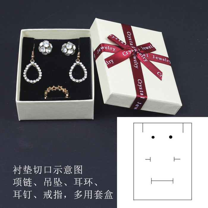 Wholesale Ring Box Bow Bead Pendant Necklace Stud Earring Box Jewelry Packaging Box JDC-JP-Haoke004