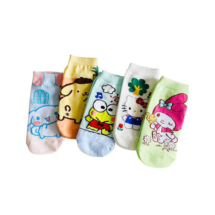 Wholesale socks fabric spring and summer cute cat cartoon sports boat socks JDC-SK-JSD010