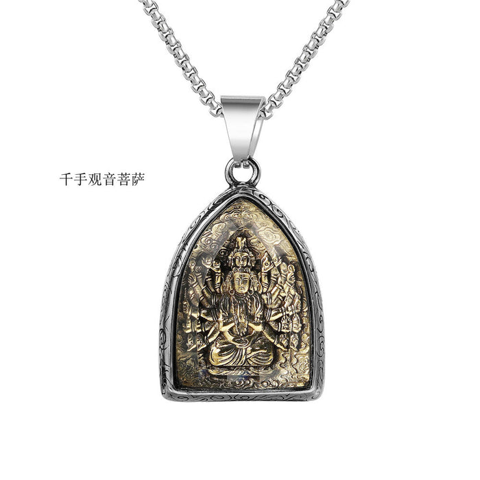 Collar al por mayor Titanio Acero Tailandia Doce Zodiac Ocho dioses guardián Buddha JDC-Ne-Zex001