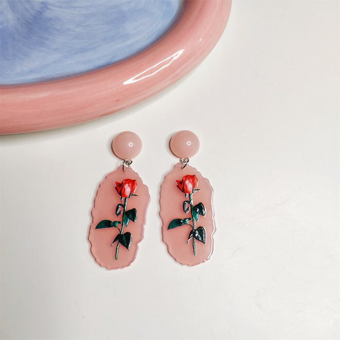 Jewelry WholesaleWholesale S925 silver needle rose tulip flower transparent jelly color acrylic earrings JDC-ES-FX013 Earrings 繁瑆 %variant_option1% %variant_option2% %variant_option3%  Factory Price JoyasDeChina Joyas De China