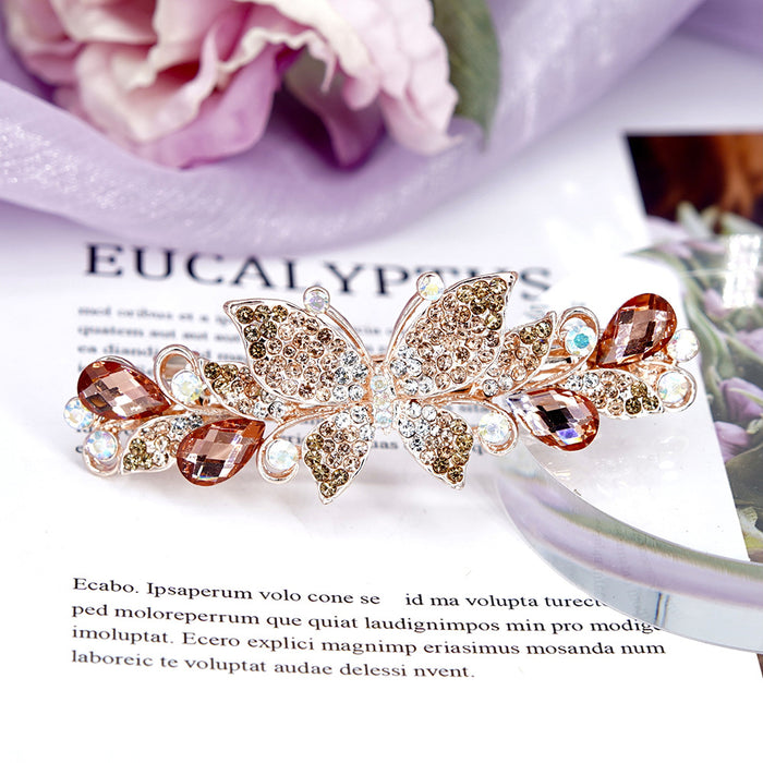 Wholesale Hair Clips Alloy Rhinestone Crystal Butterfly Spring Clip MOQ≥2 JDC-HC-HG011