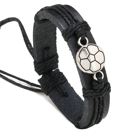 Jewelry WholesaleWholesale Simple Handwoven Black Football Leather Bracelet JDC-BT-PK021 Bracelet 庞克 %variant_option1% %variant_option2% %variant_option3%  Factory Price JoyasDeChina Joyas De China