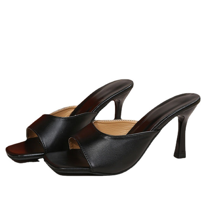 Wholesale sandals pu large size high heel stiletto MOQ≥2 JDC-SD-JuHong009