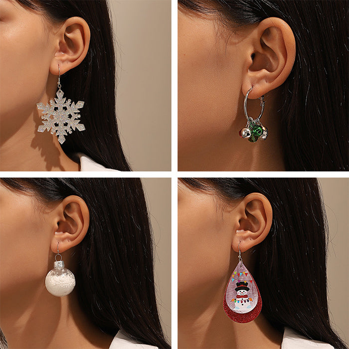 Wholesale Earrings Alloy Christmas Exaggerated Big Snowflake Colorful Bells Snowman JDC-ES-A546