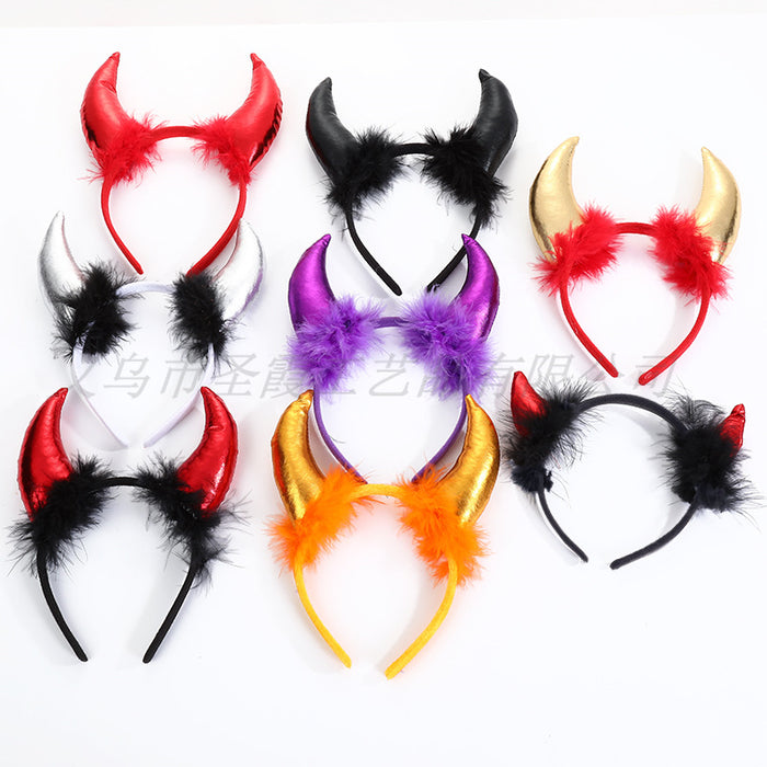 Wholesale Halloween Decoration Props Devil Horn Headband Sequins MOQ≥2 JDC-HD-ShengX001