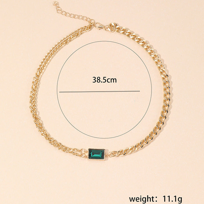 Wholesale Necklaces Alloy Small Square Zircon Necklace Bracelet Earrings Set MOQ≥2 JDC-NE-PuH002
