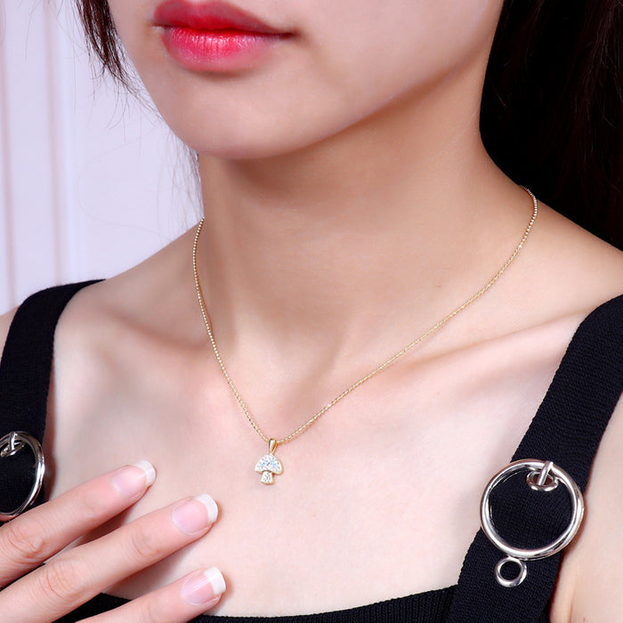 Wholesale Fashion Personality Mushroom Micro Inlaid Zircon Short Clavicle Necklace JDC-NE-Zhenxin002