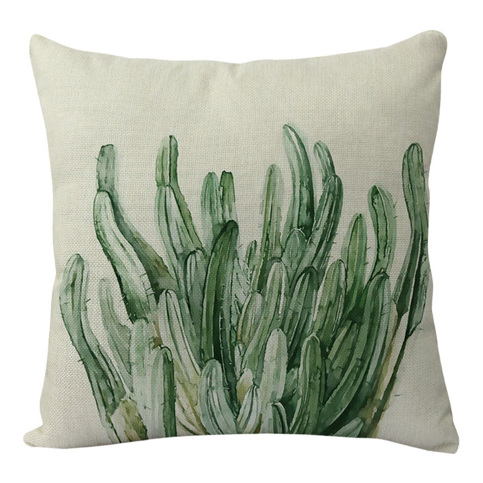 Wholesale Linen Watercolor Aloe Vera Pillowcase JDC-PW-Jinzang004