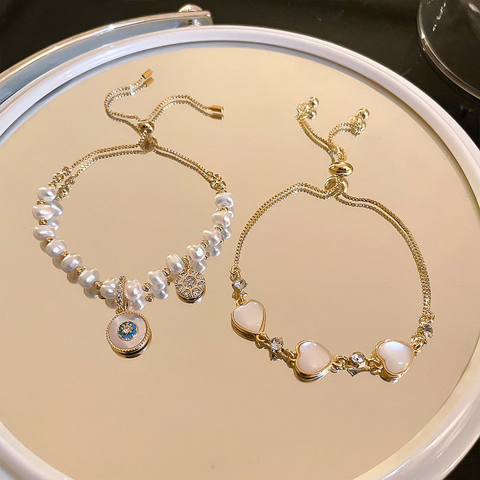 Wholesale Bracelet Pearl Flower Heart Bracelet MOQ≥2 JDC-BT-WeiM009