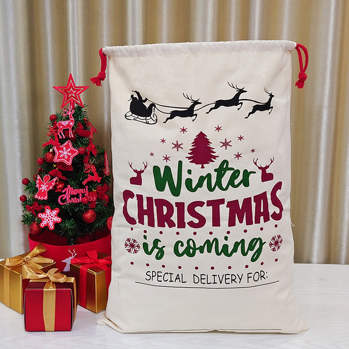 Wholesale Gift Bag Christmas Canvas Gift Bag Double Drawstring Gift Bundle Pocket MOQ≥5 JDC-GB-HaiK001