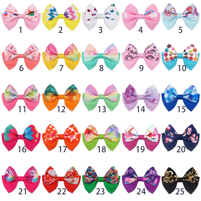 Wholesale Hair Clips Threaded Ribbon Kids Print Unicorn Butterfly MOQ≥5 JDC-HC-MNT001