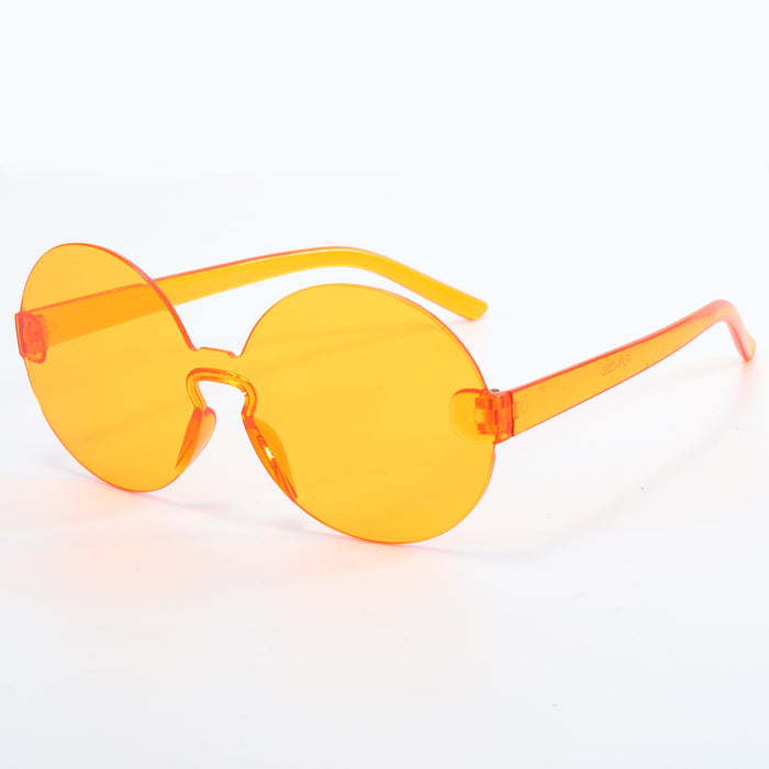 Gafas de sol de color caramelo de PC redondeada de PC sin rimes.
