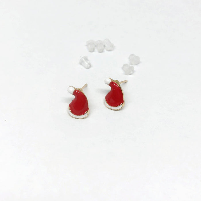 Wholesale Earring Alloy Christmas Red Hat Cane Bow Knot Set JDC-ES-LongX006