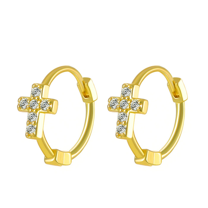 Wholesale Vintage Diamond Cross Zircon Earrings JDC-ES-D014
