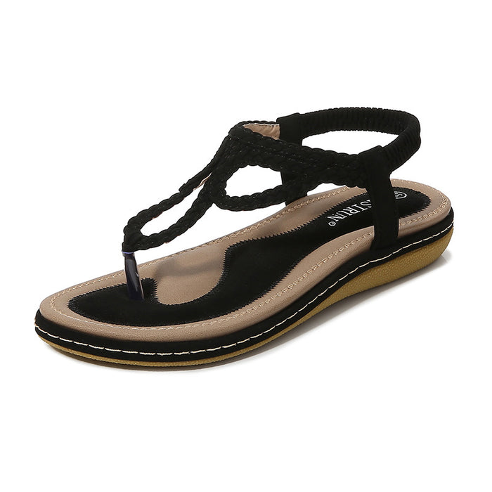 Sandalias casuales al por mayor Color sólido de fondo grueso Redondo Damas Slippers JDC-SD-Linda006