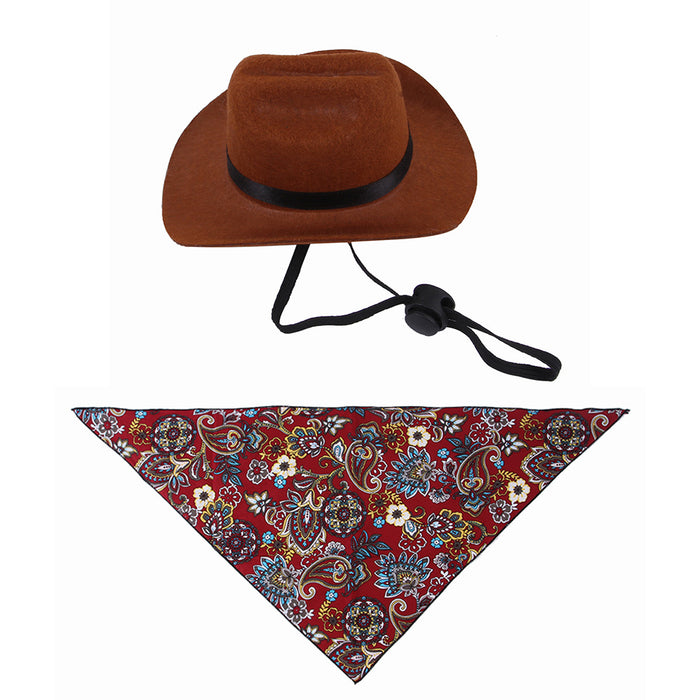 Wholesale Hats Non Woven Pet Cowboy Hat Scarf MOQ≥2 JDC-FH-DTu001