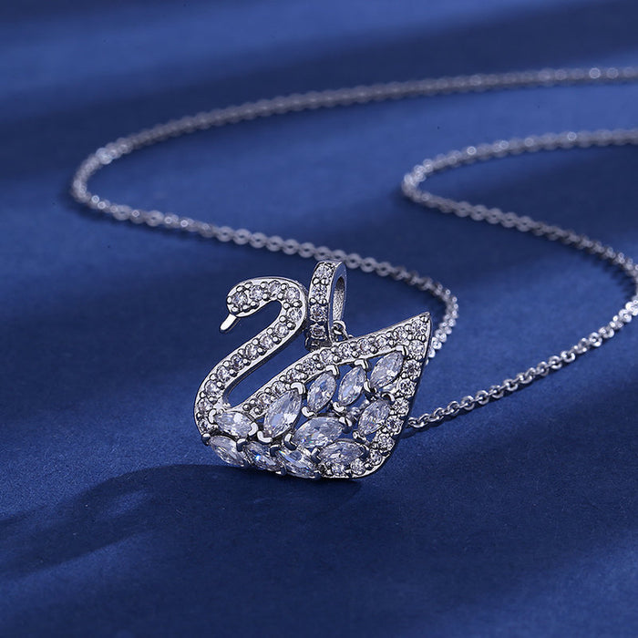 Wholesale elegant temperament swan necklace women's fashion all-match full of diamonds JDC-NE-BLX060