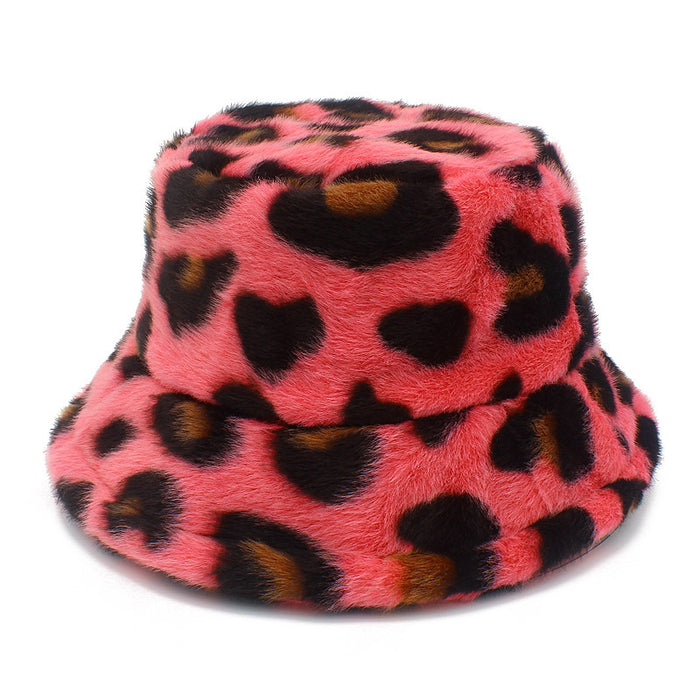 Wholesale Bucket Hat Plush Leopard Print JDC-FH-RHeng012