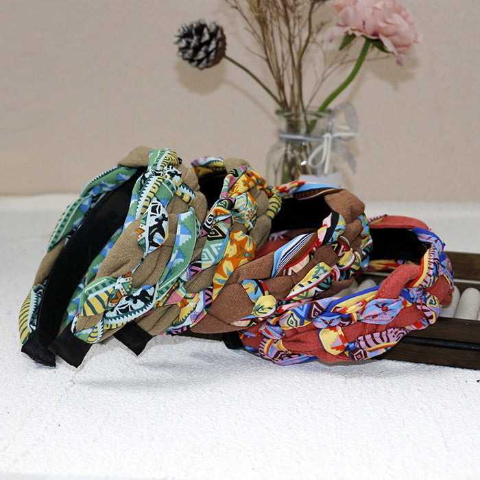 Wholesale Headband Fabric Resort Bohemian Twist Braid MOQ≥3 JDC-HD-HMXS004