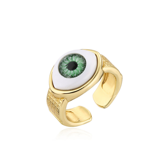 Wholesale Rings Copper 18K Gold Plated Devil's Eye Adjustable JDC-RS-PREMAG003