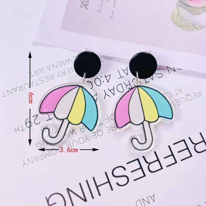 Wholesale acrylic fun graffiti transparent acrylic flower earrings MOQ≥2 JDC-ES-jiayi007