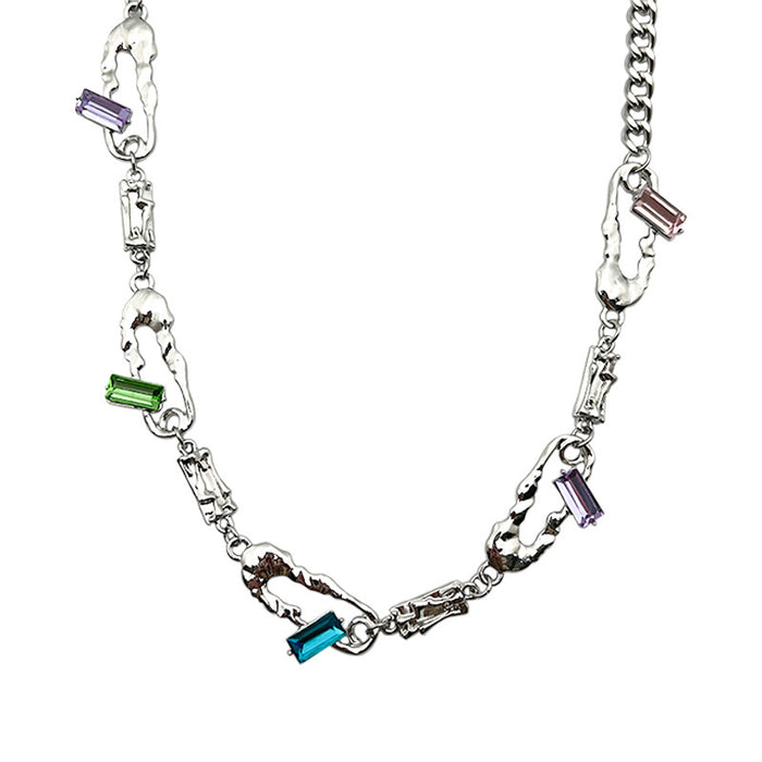 Wholesale Necklace Alloy Color Diamond Stitching Pin JDC-NE-AiY004